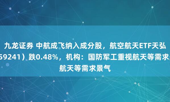 九龙证券 中航成飞纳入成分股，航空航天ETF天弘（159241）跌0.48%，机构：国防军工重视航天等需求景气