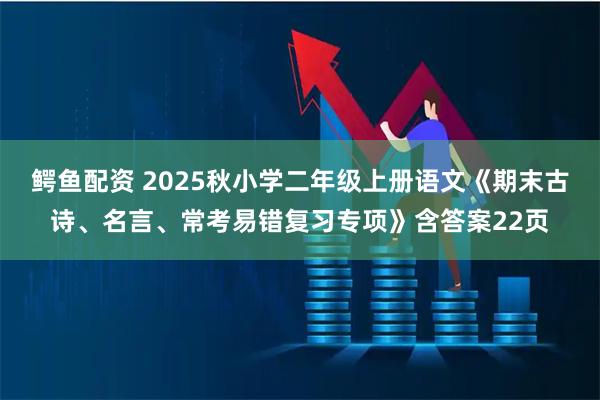 鳄鱼配资 2025秋小学二年级上册语文《期末古诗、名言、常考易错复习专项》含答案22页